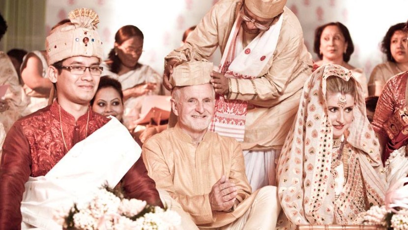 Gaurav Gogoi with Elizabeth Colebourn on the day of their wedding