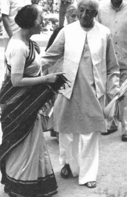 Jiddu Krishnamurti with Indira Gandhi