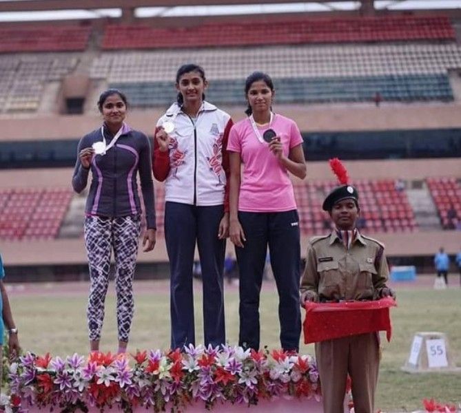Jyothi Yarraji (right, in pink) during a district-meet championship