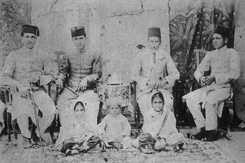 K.A. Hamied with his father, Khwaja Abdul Ali (second from right on chair), brothers, nieces, and son Yusuf