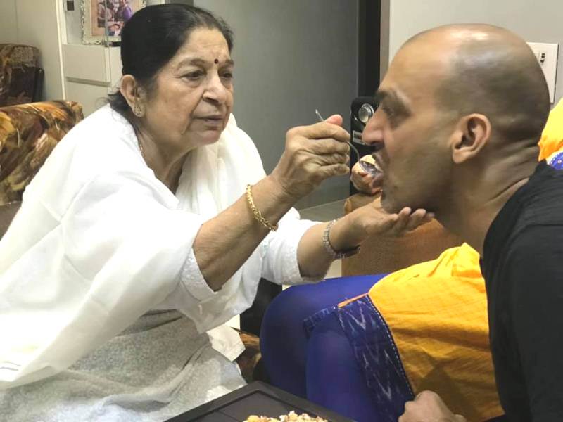Manish Wadhwa with his mother