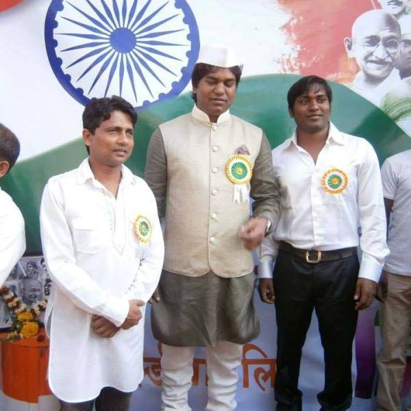 Mukesh Sahani (centre) during his early social work days