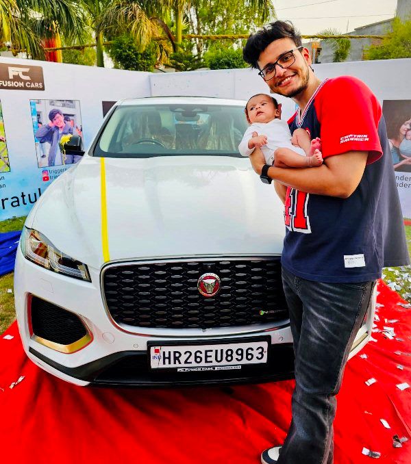Nischay Malhan with his car 