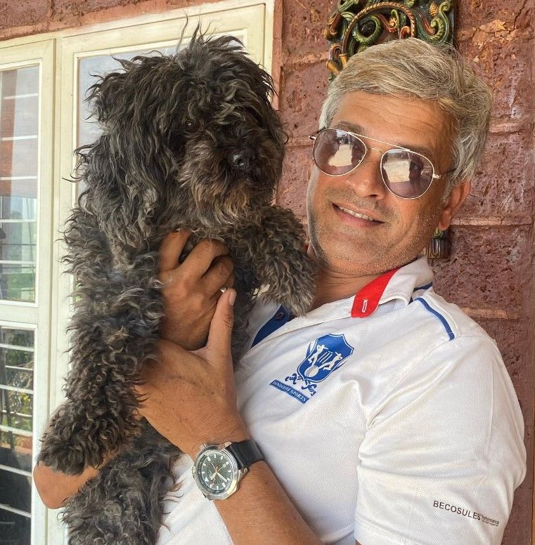 Sameer Dharmadhikari with his dog