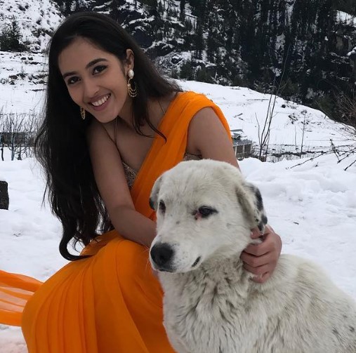 Simrat Kaur with her pet dog
