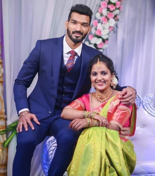 Sukesh Hegde with his wife during their engagement