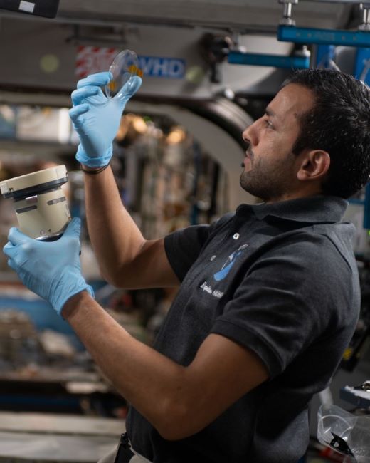 Sultan doing an experiment on the ISS