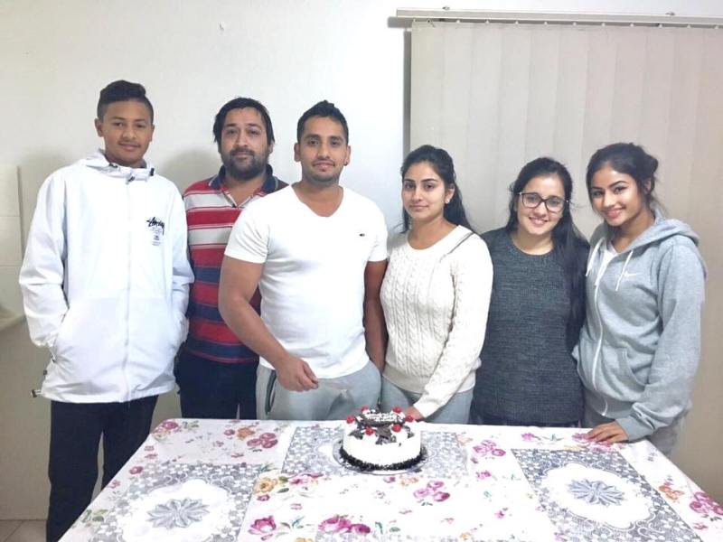 Tanveer Sangha (extreme left) with his cousin, Navi Nahal (third from left)