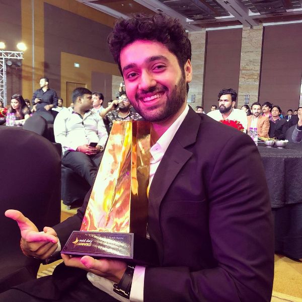 Utkarsh Sharma after receiving the Best Male Debut award at the 2019 Mid-Day Showbiz Icons Awards 