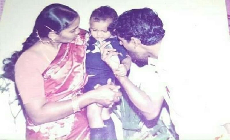 Vangaveeti Radha Krishna as a child with his parents