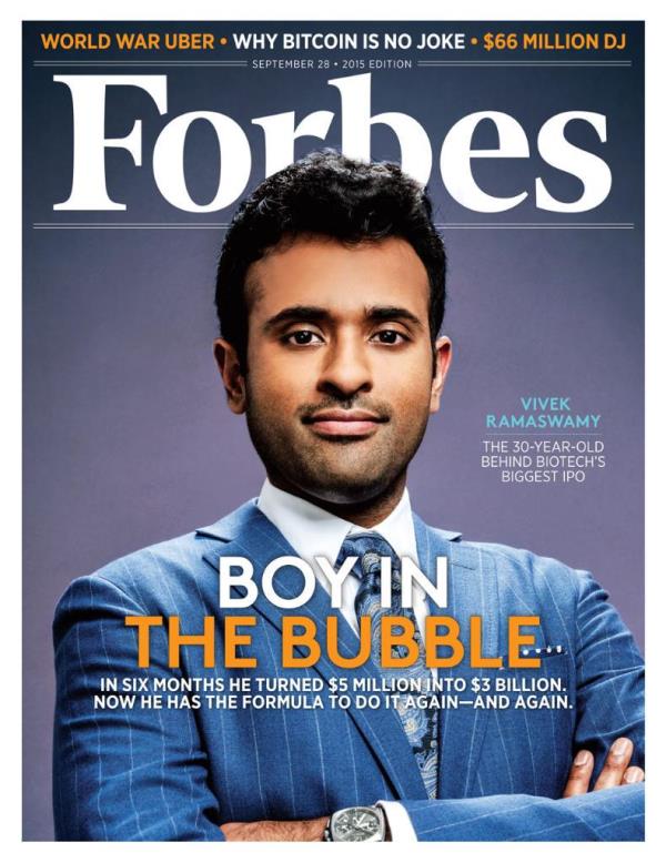 Vivek Ramaswamy on the cover of Forbes magazine