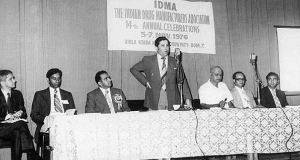 Yusuf Hamied addressing the Indian Drug Manufacturers Association in 1976