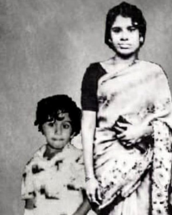 A childhood photograph of Vijay Antony with his mother