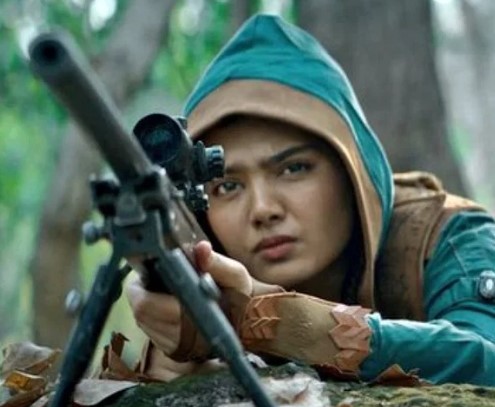 Amritha Aiyer in a still from the film Jawan (2023)
