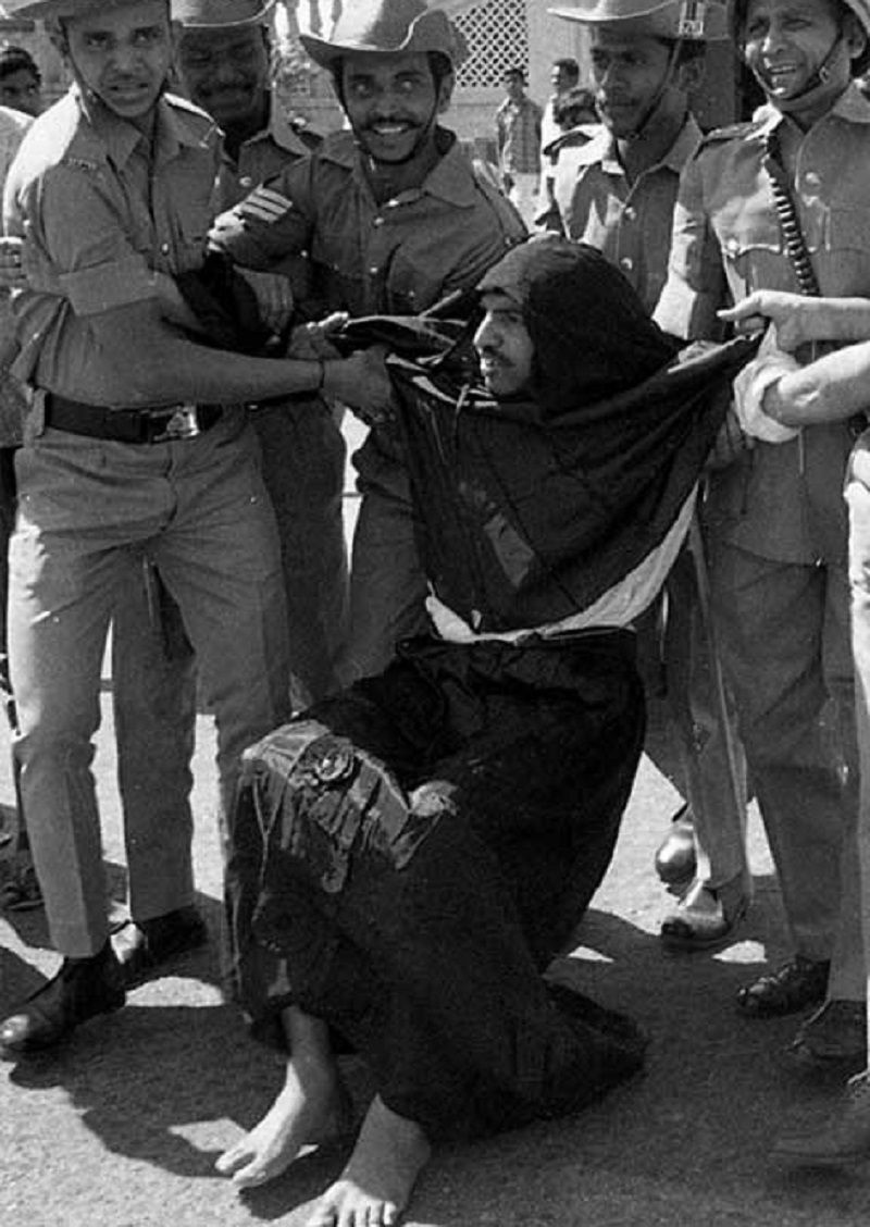 An old image of Vatal Nagaraj held by police during a protest