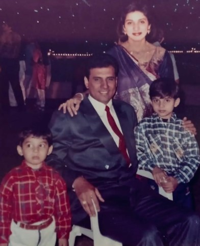 An old picture of Zenobia Irani with Boman Irani and their two sons