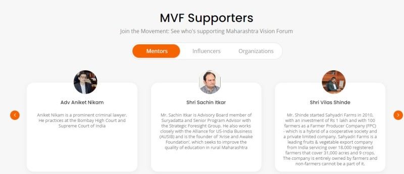 Aniket Nikam (extreme left) in MVF mentors' list