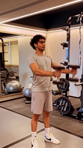 Arhaan Khan working out at a gym