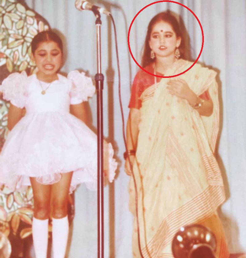 Ayesha Raza (right) playing the role of a mother when she was a child