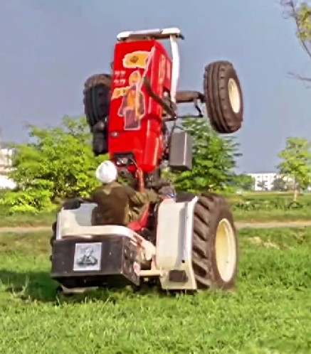 Bhaana Sidhu while playing stunts on his tractor