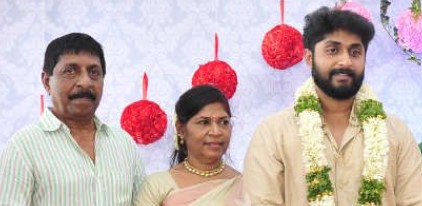 Dhyan Sreenivasan on his wedding day with his father and mother