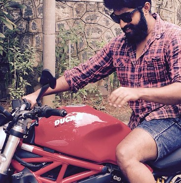 Dhyan Sreenivasan with his Ducati Monster
