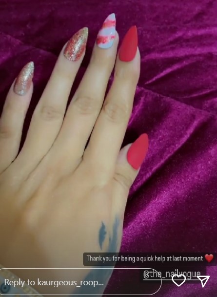 Gurpreet Kaur featuring a feather tattoo on her left hand