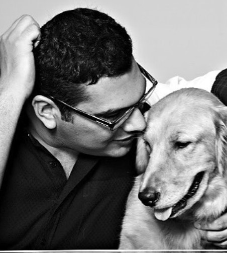 Kayoze Irani with his pet dog