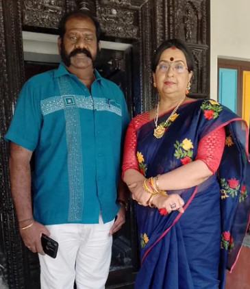 Meesai Rajendran on the sets of the serial Aruvi