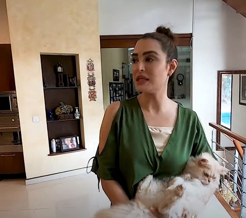 Nadia Hussain Khan with her pet cat