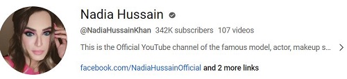 Nadia Hussain Khan's YouTube channel