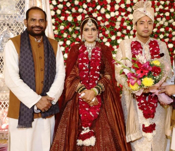 Ramesh Bidhuri with his daughter, Ankita, and son-in-law
