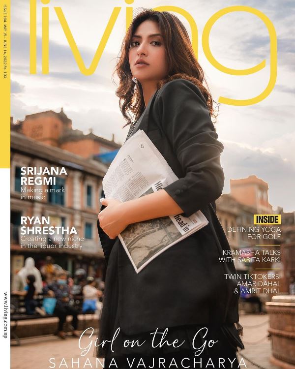 Sahana Bajracharya on the cover of Living magazine