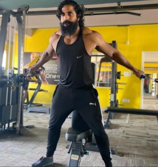Sanjay Krishna Makthala working out at a gym