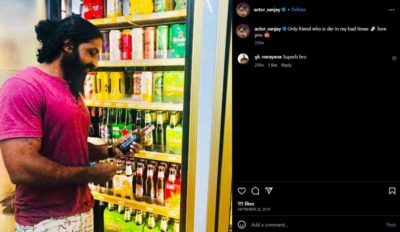 Sanjay Krishna Makthala's Instagram post about his love for beer