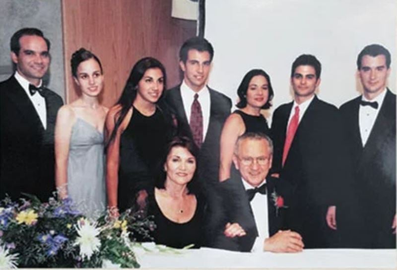 Standing from left to right are Frank T. Caprio, Gabriella and Ashley Caprio (Frank T.’s wife and daughter), John Caprio, Marissa Caprio Pesce, Paul Caprio, and David Caprio. Sitting Joyce Caprio and Frank Caprio