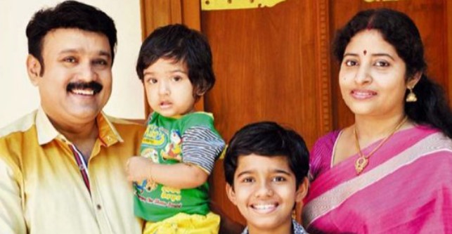 Sudheesh with his wife and sons