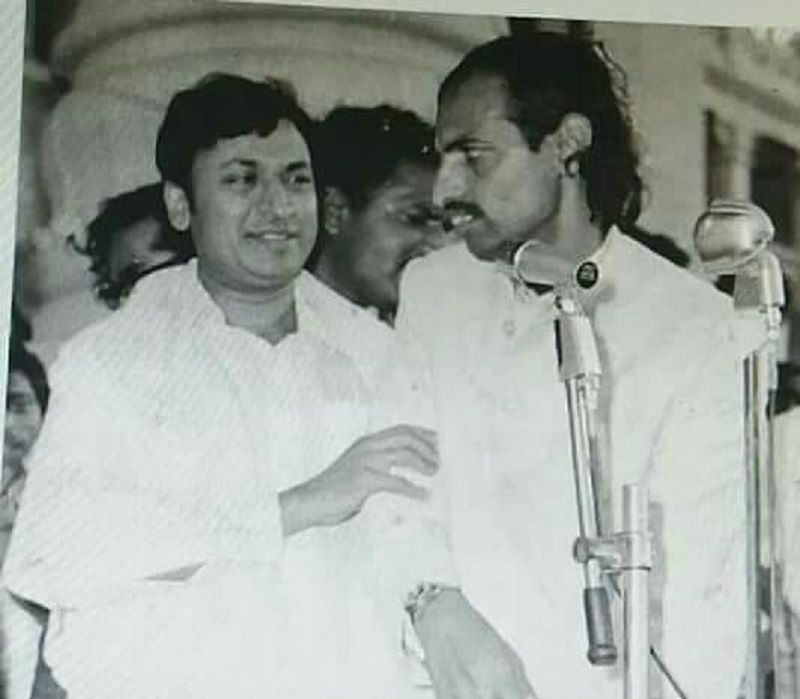 Vatal Nagaraj (right) without black goggles and a cap in 1970s