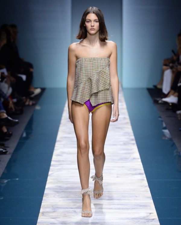Vittoria Ceretti during her debut ramp walk for Kristina Ti fashion show for Spring-Summer 2014