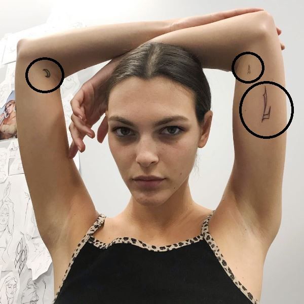 Vittoria Ceretti's tattoos on her arms