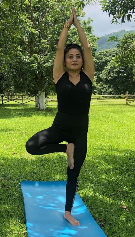 Zerifa Wahid practising yoga