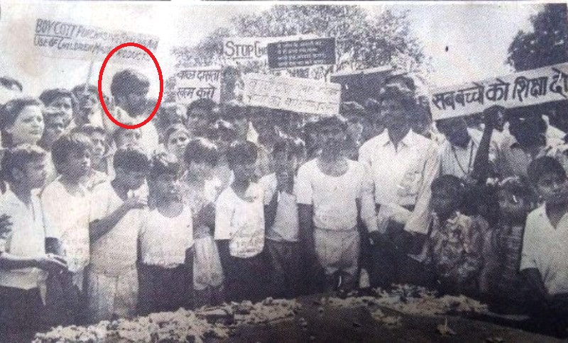 A photo of Kailash Satyarthi taken during a campaign