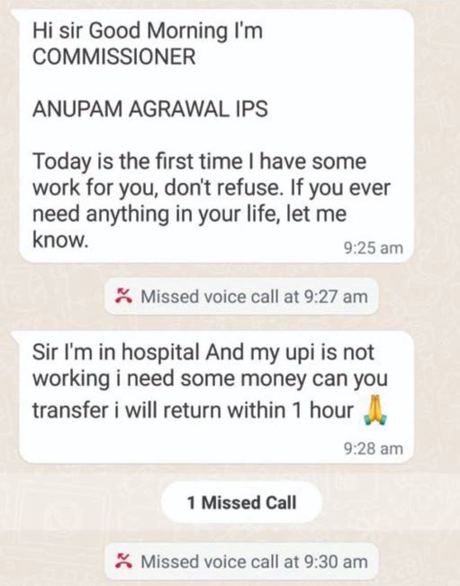 A snippet of the message received by a resident of Mangalore on WhatsApp
