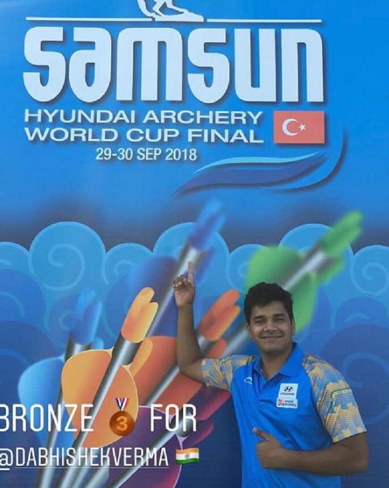 Abhishek Verma after winning bronze medal in compound individual event