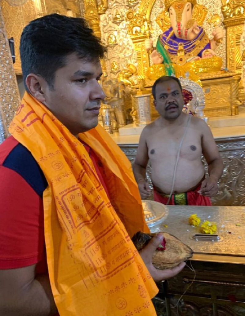 Abhishek Verma visiting a temple