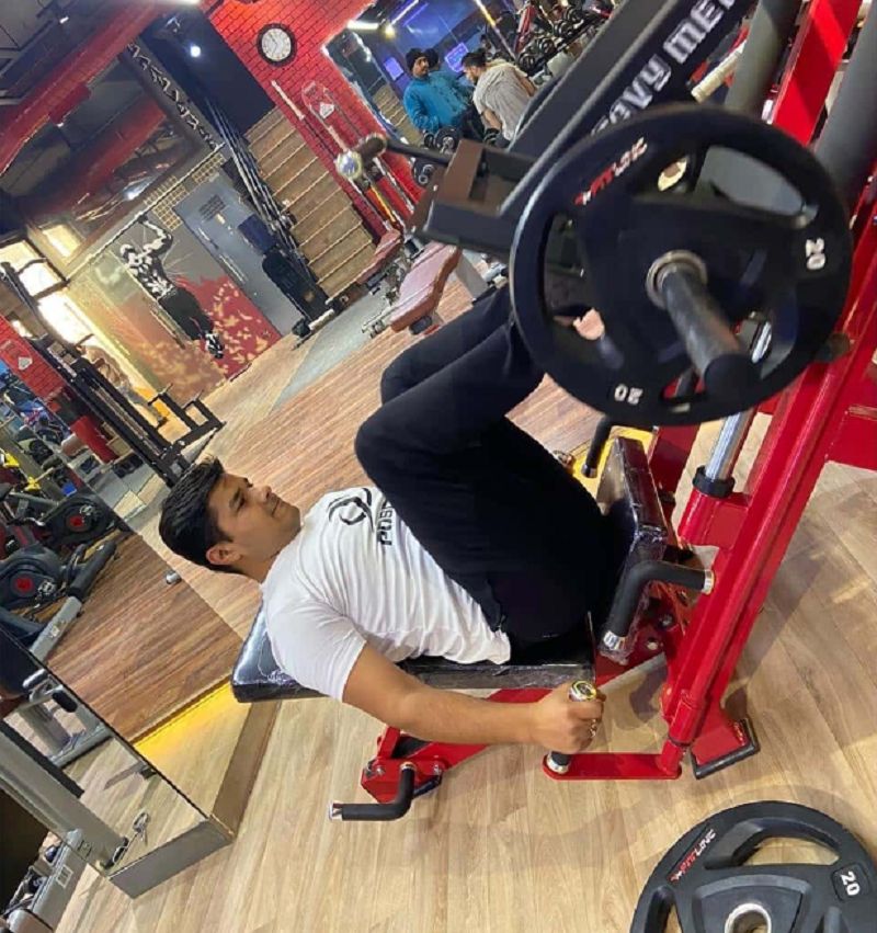 Abhishek Verma working out at the gym