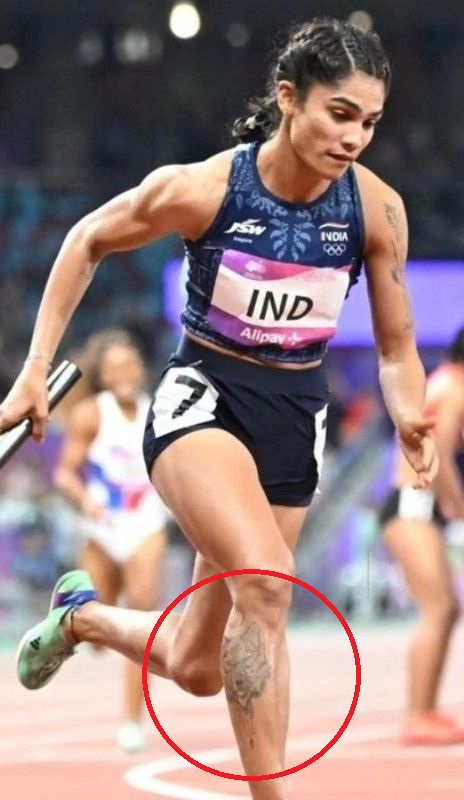 Aishwarya Kailash Mishra's tattoo on her right leg's calf