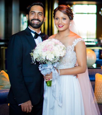 Dipika Pallikal with Dinesh Karthik on their wedding day