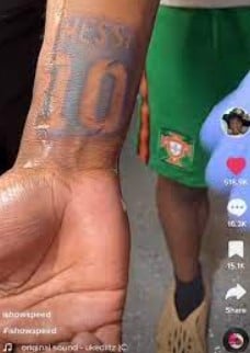 IShowSpeed's Messi tattoo