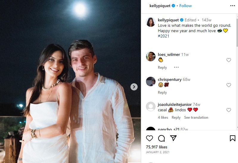Kelly Piquet shared the first Instagram photo of her with Max Verstappen on 2 January 2021